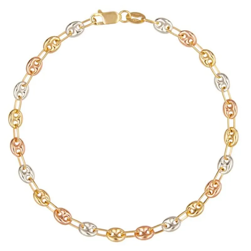L'Atelier d'Azur Bracelet Grain Café 3 Ors Femme 18cm