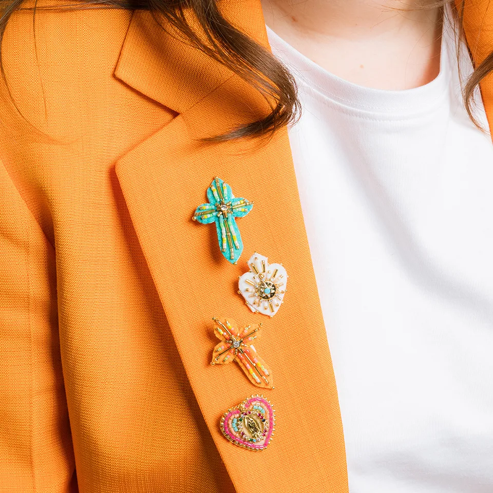 HYPNOCHIC Accessoires Broche Feutrine Perles Attache Dorée