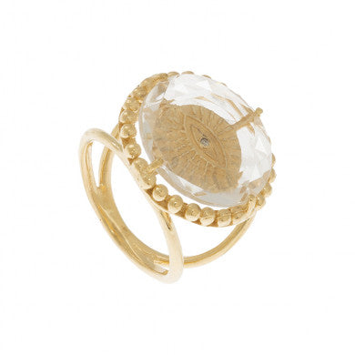 Leticia Ponti Luck Talisman bague cristal taille 52 plaqué or
