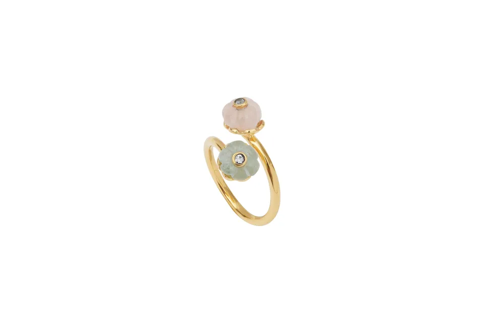 Leticia Ponti Odelia Tiny bague aventurine plaqué or ajustable