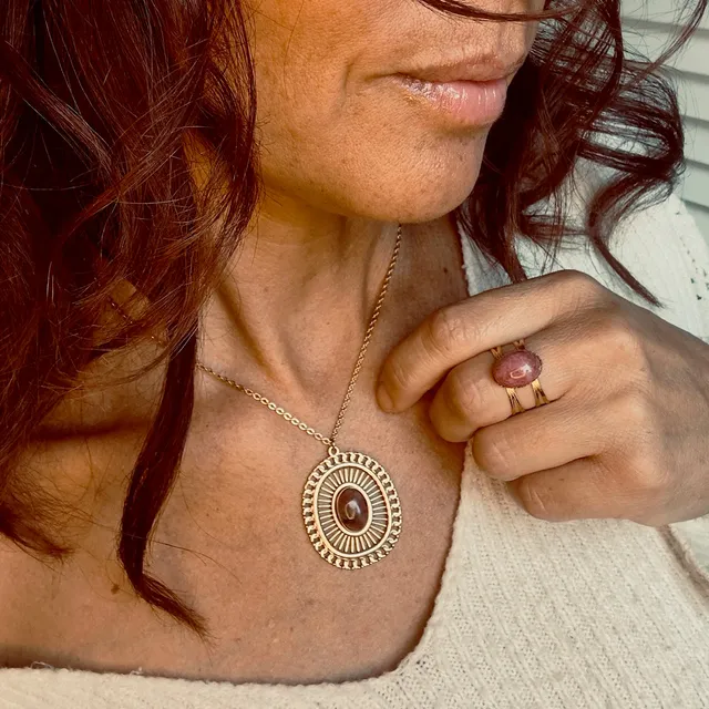 MAD SO CREATION Amia collier pierre rhodonite 39 cm