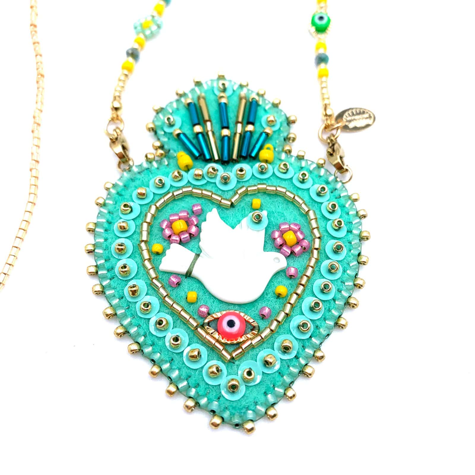 Hypnochic Greta sautoir Ex Voto pendentif feutre perles