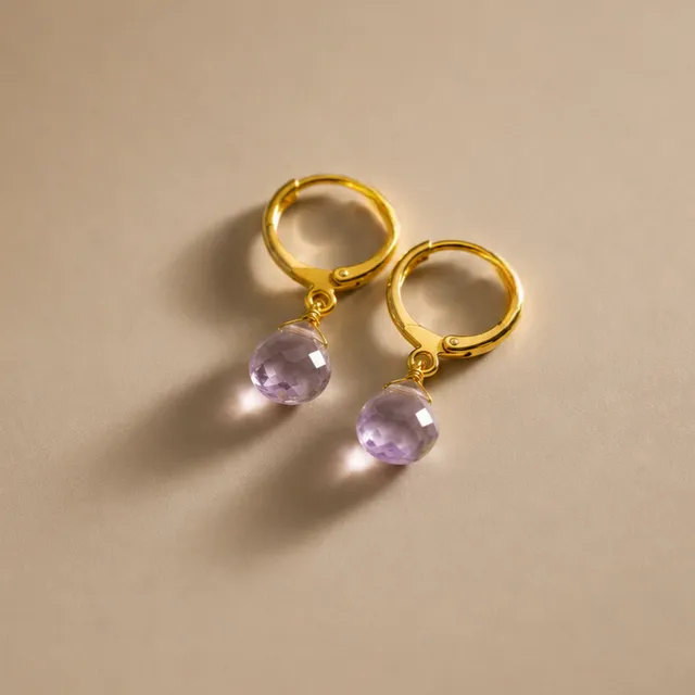 Ô PLUM AMY Amétrine boucles d'oreilles plaqué or goutte
