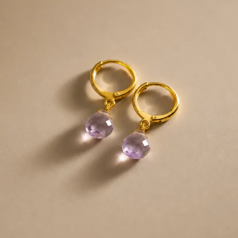 Ô PLUM AMY Amétrine boucles d'oreilles plaqué or goutte