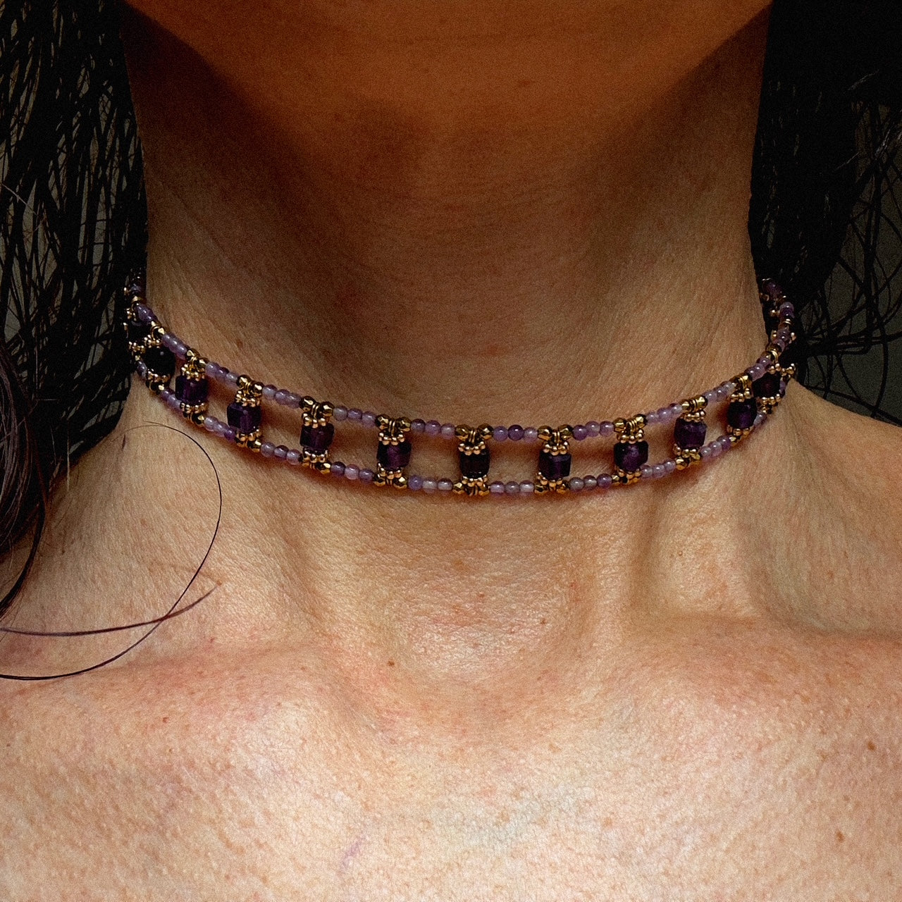 Mad So Creation Jaya choker améthyste violet 32,5 cm