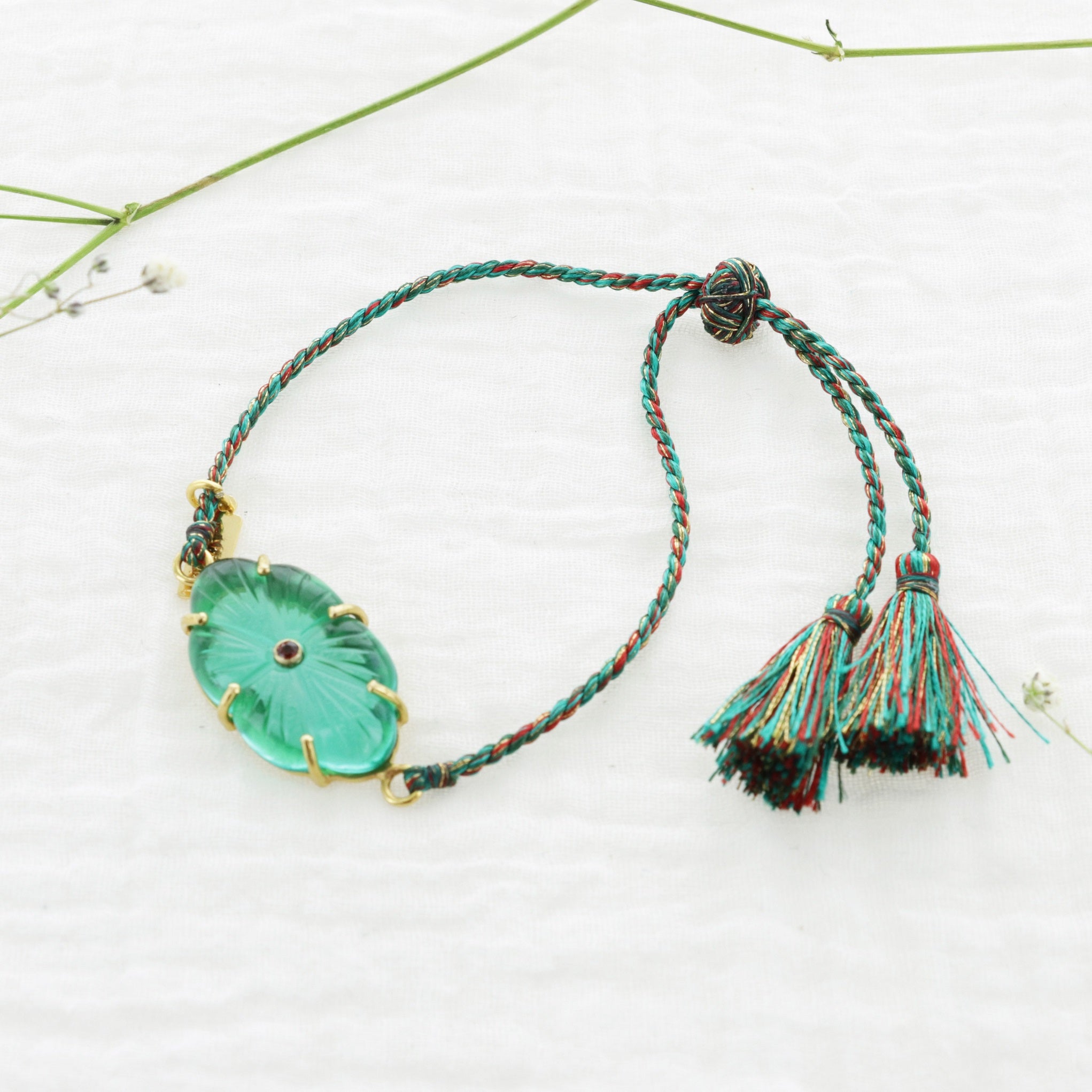 Leticia Ponti Camila bracelet cordon apatite verte plaqué or