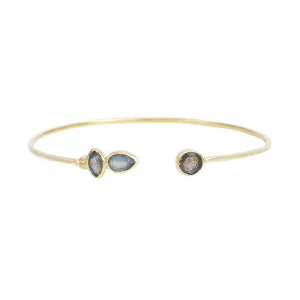 Leticia Ponti Jolene Trio jonc labradorite plaqué or ajustable