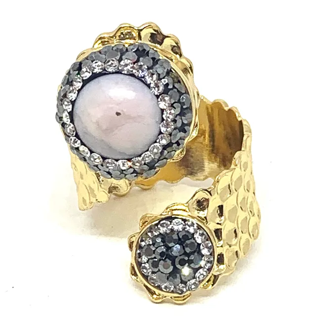 HYPNOCHIC Melina Blanc bague dorée double strass