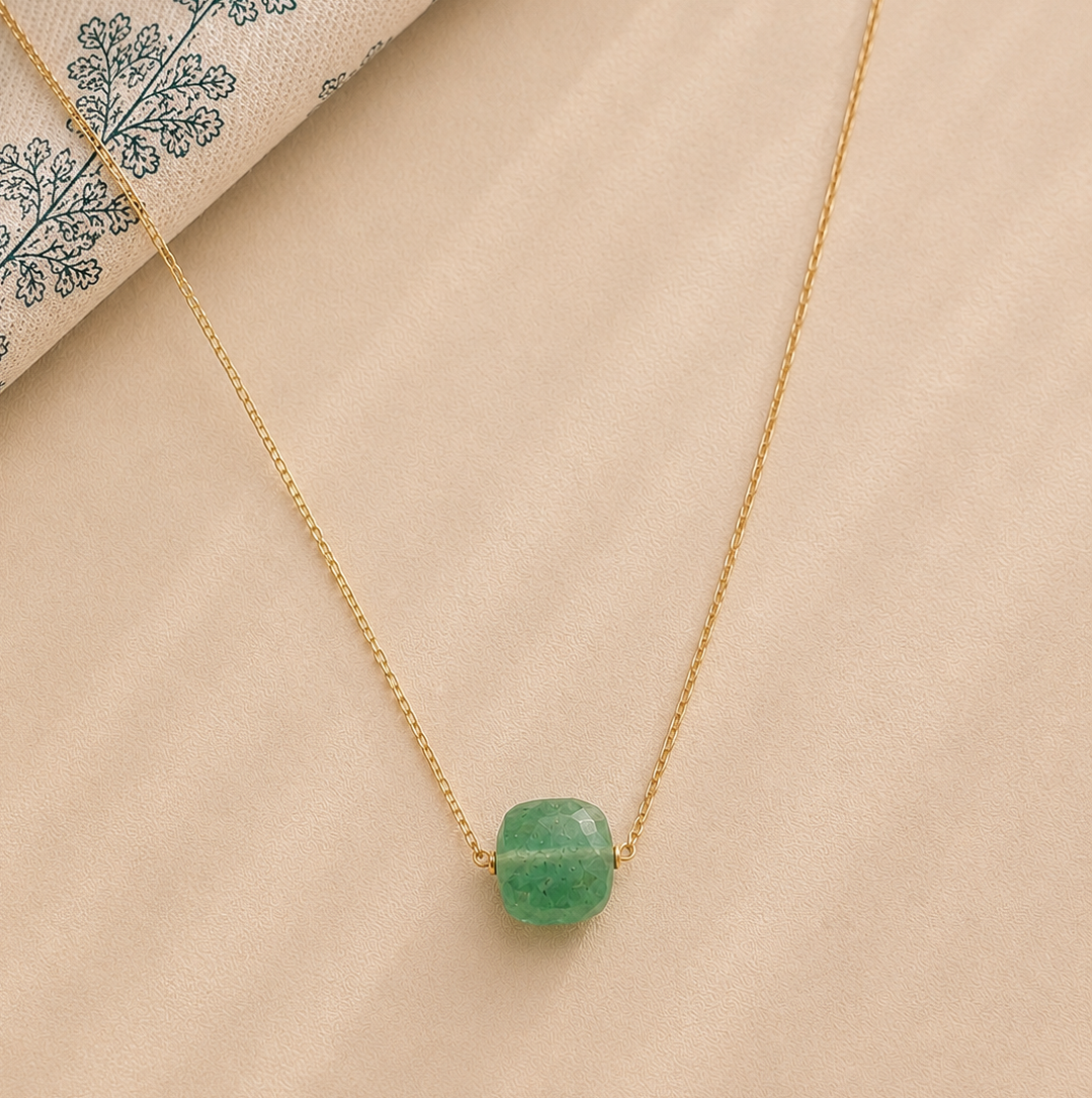 Ô Plum Shenaa Collier Aventurine Plaqué Or 39/42 cm