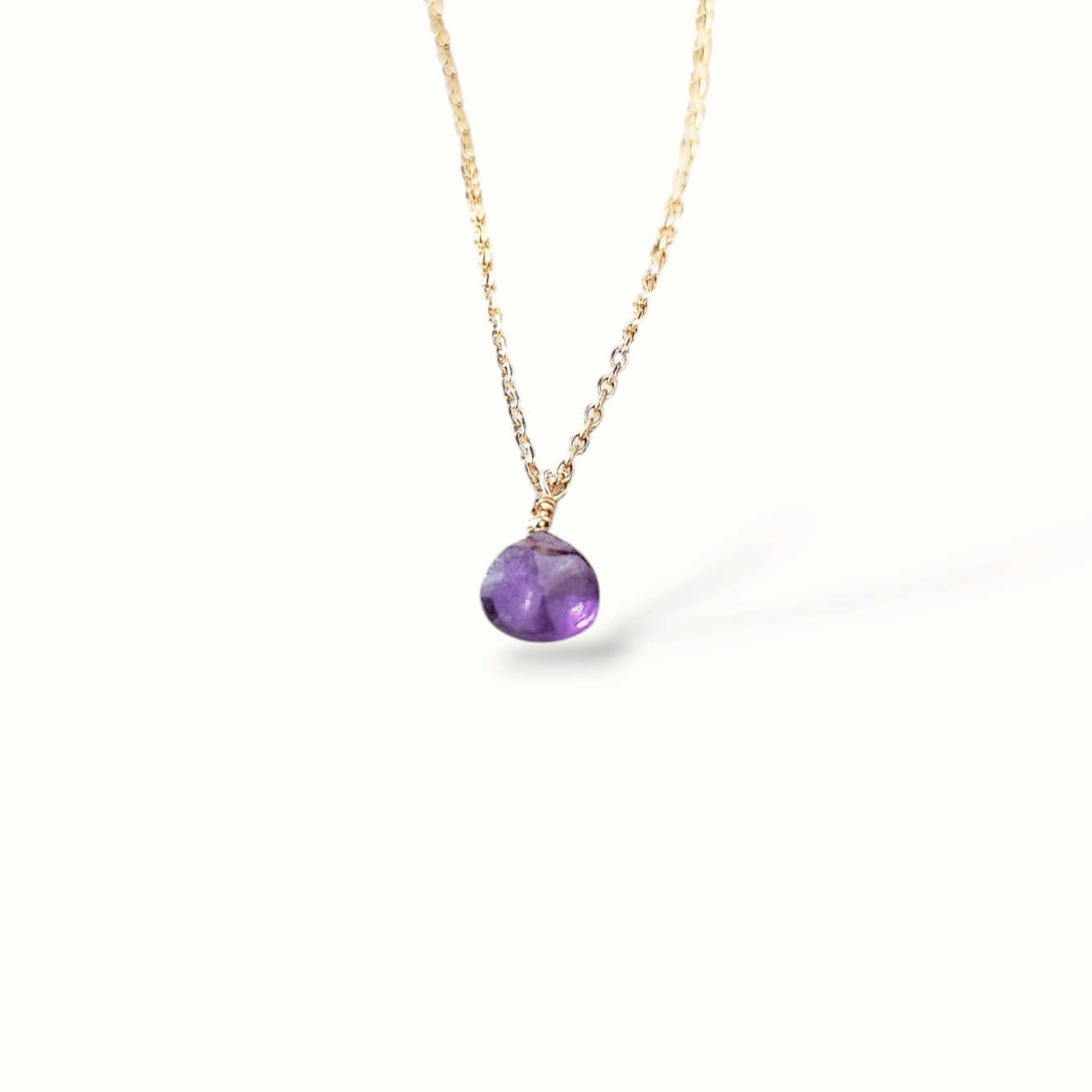 Ô PLUM Lara collier améthyste plaqué or goutte 42/45 cm
