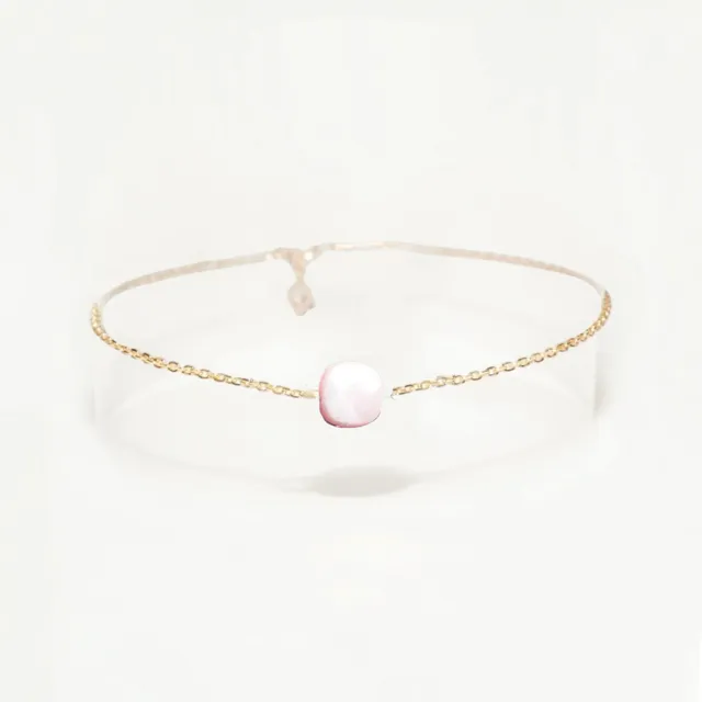 Ô PLUM Charlie bracelet chaîne opale plaqué or 17 cm