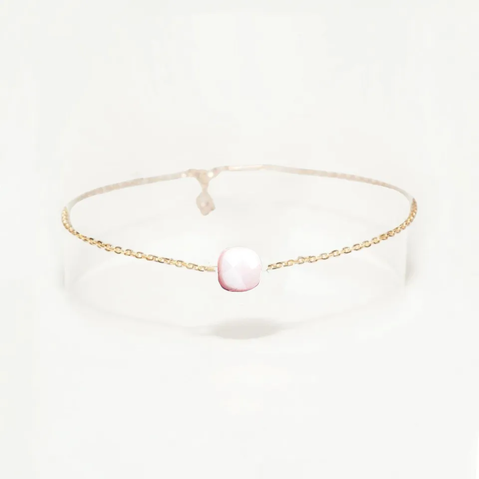 Ô PLUM Charlie bracelet chaîne opale plaqué or 17 cm