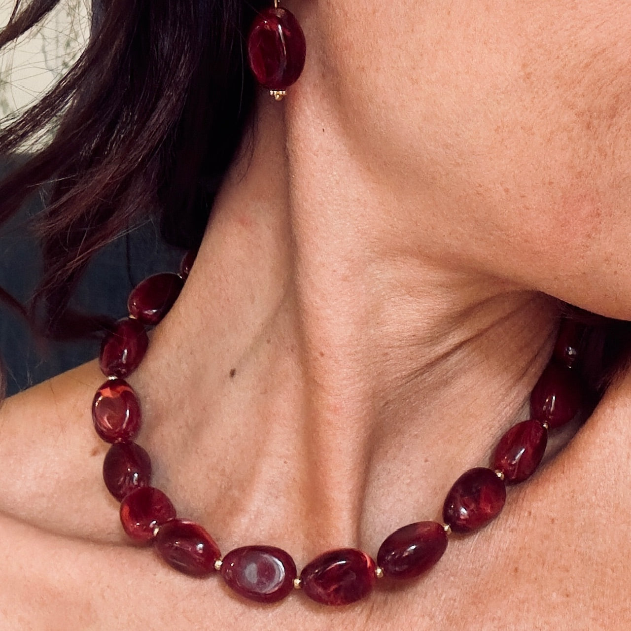 MAD SO CREATION Marbella collier perles bordeau 39 cm