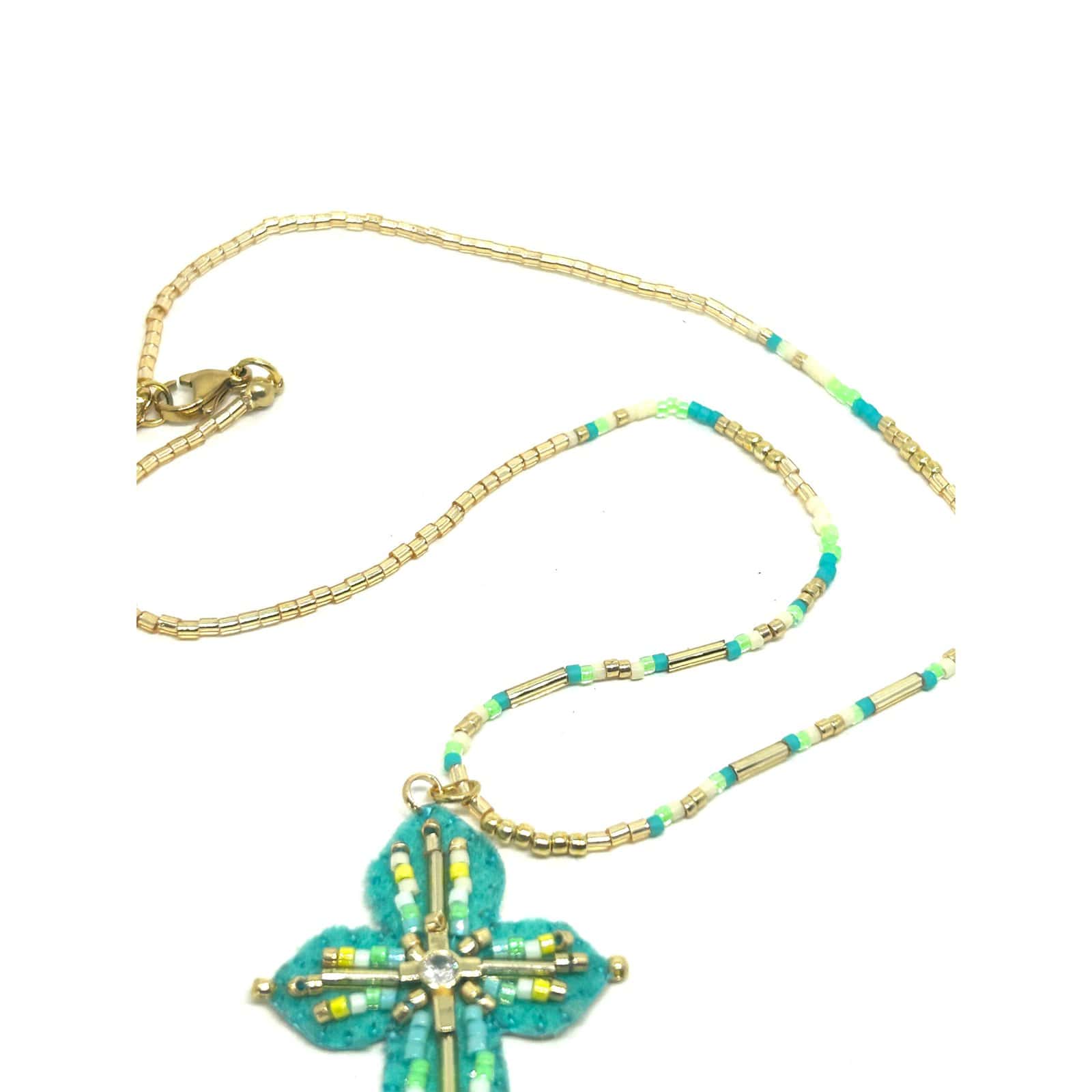 HYPNOCHIC MARTA collier croix perles Miyuki 40 cm