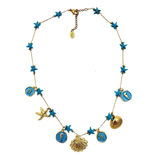 Hypnochic Star collier doré étoile de mer blanc nacré