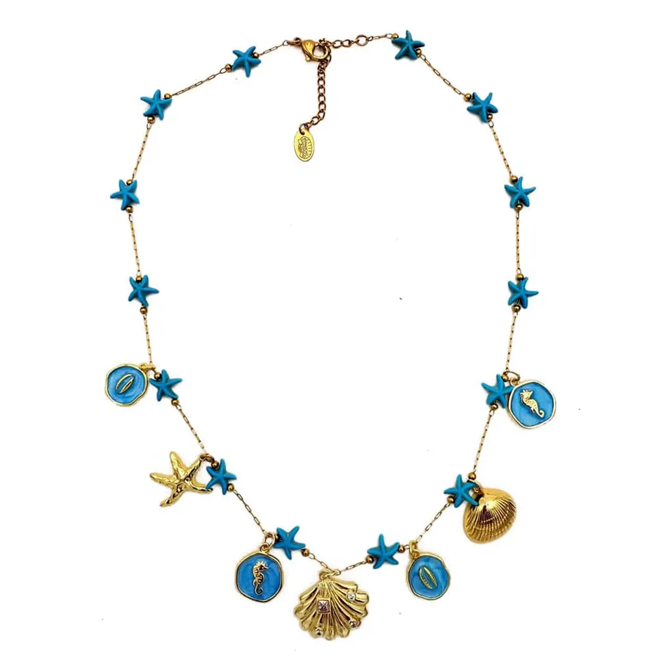 Hypnochic Star collier doré étoile de mer blanc nacré