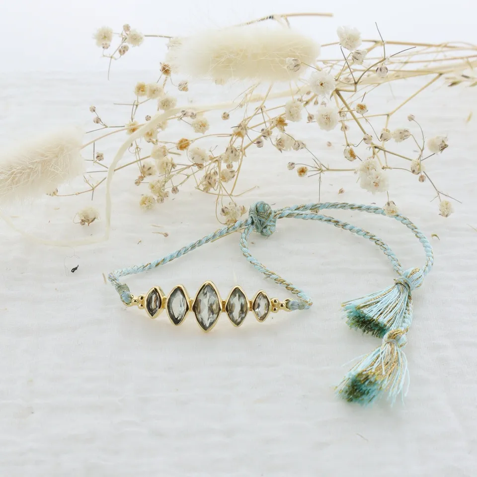 Leticia Ponti Betsy bracelet cordon agate verte plaqué or
