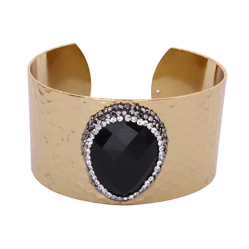 Hypnochic Bracelets Jonc Strass Pierre doré martelé