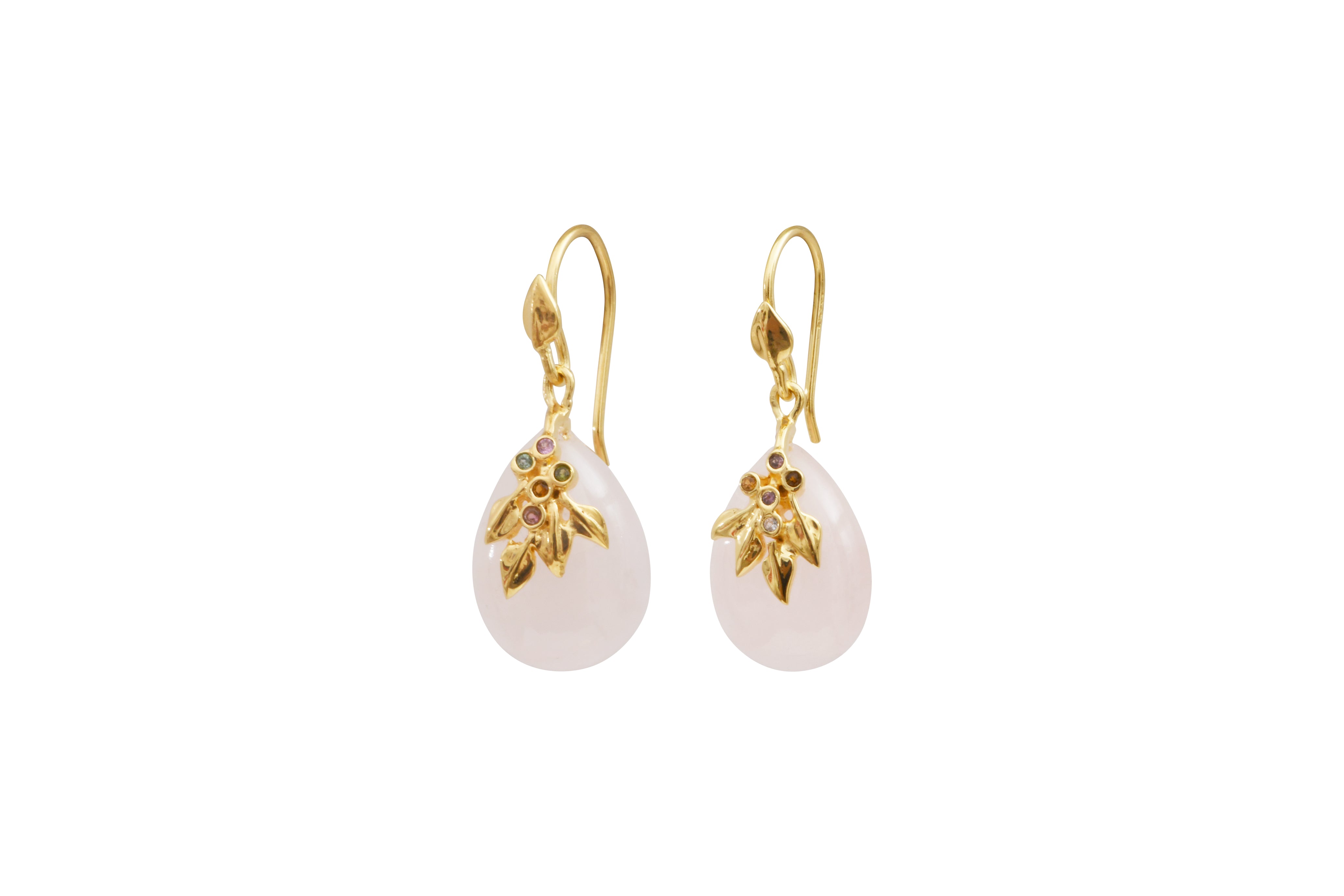 Leticia Ponti Flora boucles d'oreilles quartz rose plaqué or