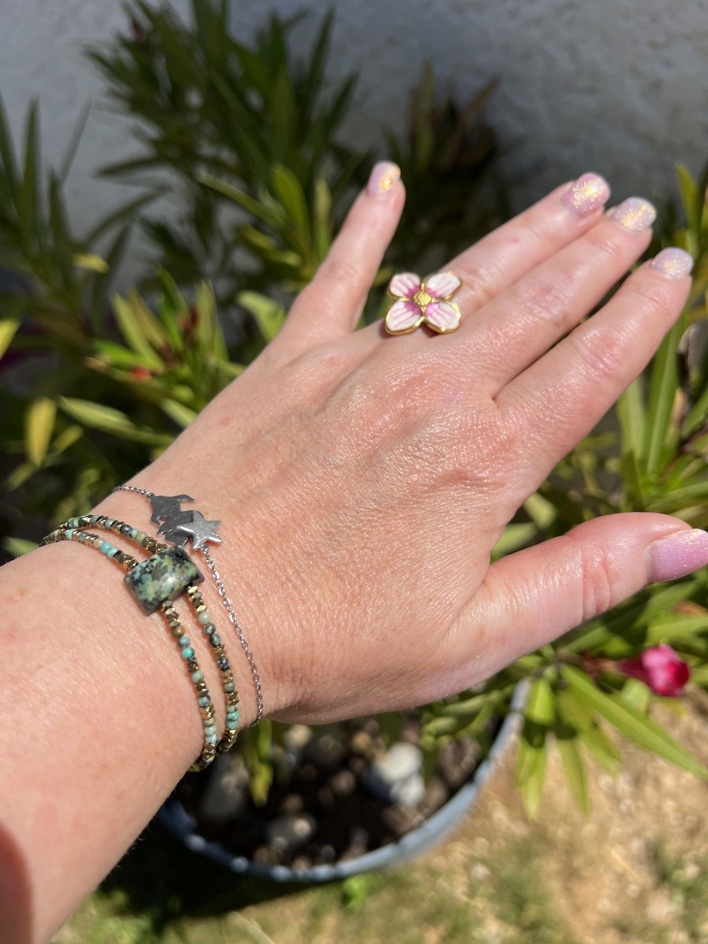 MAD SO CREATION Bracelet Gaïa turquoise africaine 16 cm