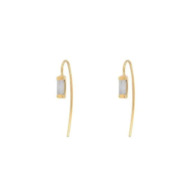 Leticia Ponti Tiny Molly boucles d'oreilles pierre de lune plaqué or