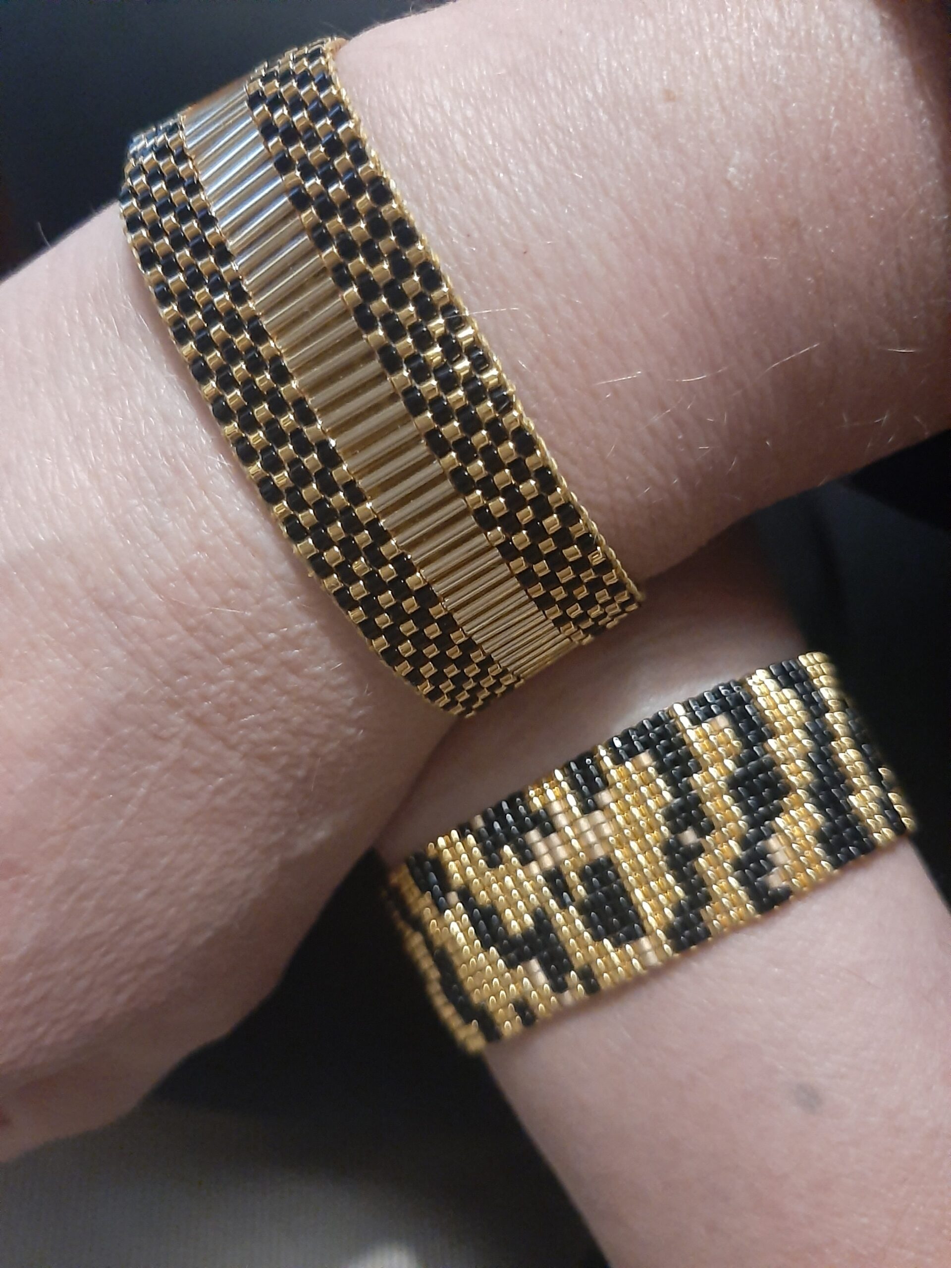 Les Ailes de Gloria Damier Silver Black bracelet manchette noir