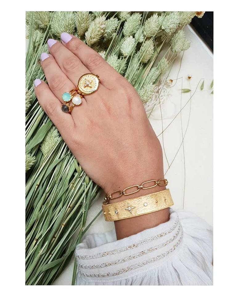 Leticia Ponti Adèle bague calcédoine aqua ajustable