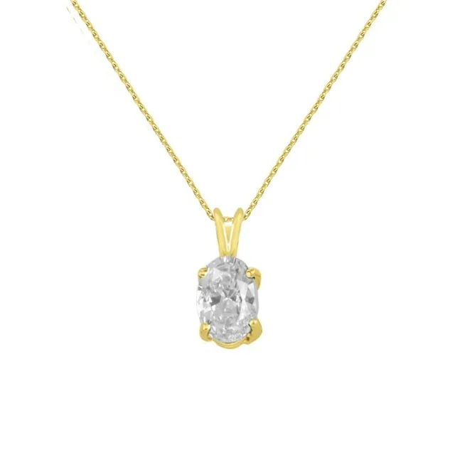 L'Atelier d'Azur Zirconium Ovale pendentif or jaune femme