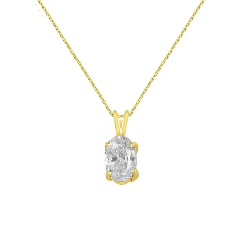 L'Atelier d'Azur Zirconium Ovale pendentif or jaune femme