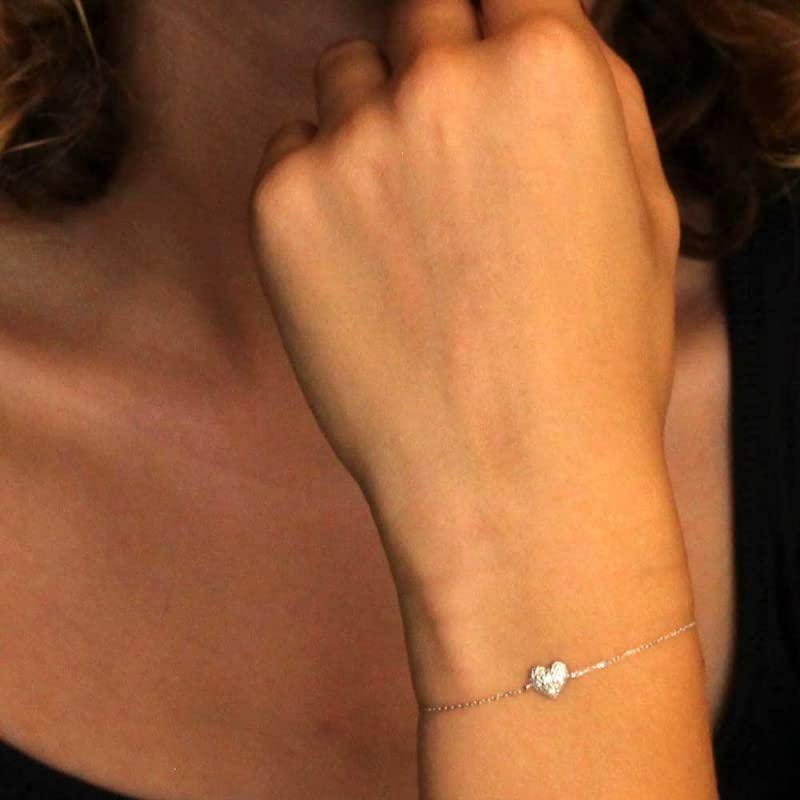 L'Atelier d'Azur Bracelet Cœur Or Blanc Diamants 18cm Femme