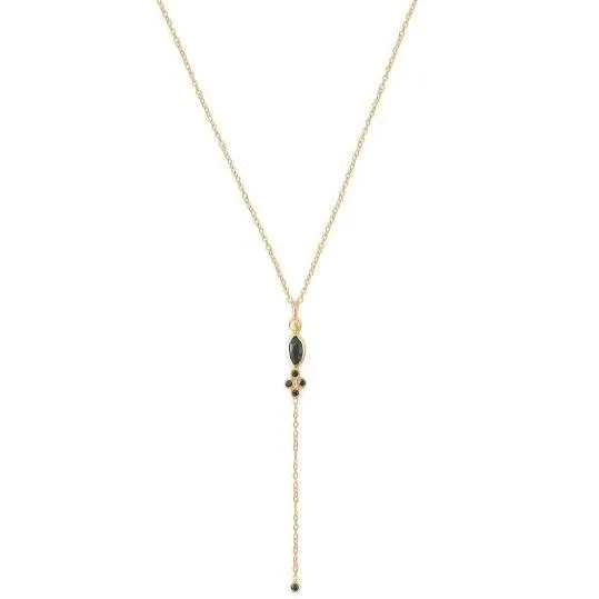 Leticia Ponti Marquise Collier onyx noir zircons 40 cm