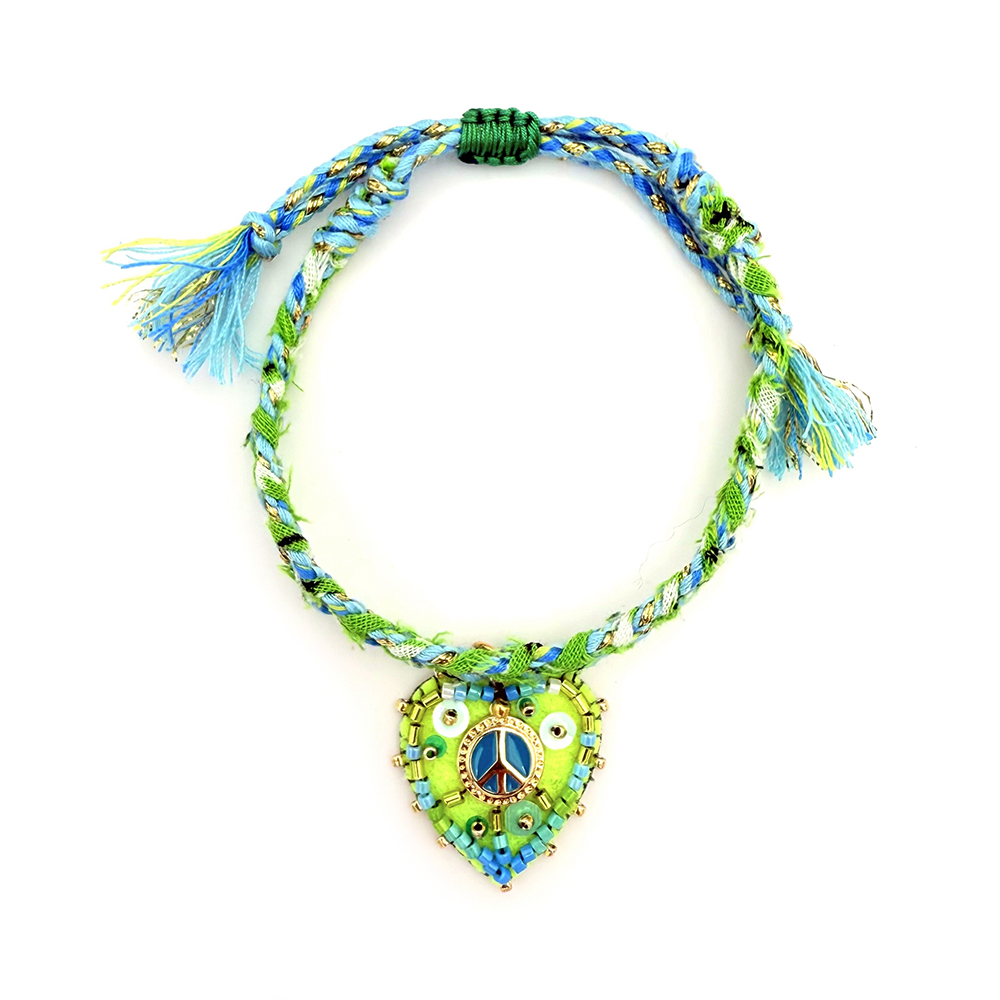 Hypnochic Peace bracelet bandanas tressé cœur ajustable