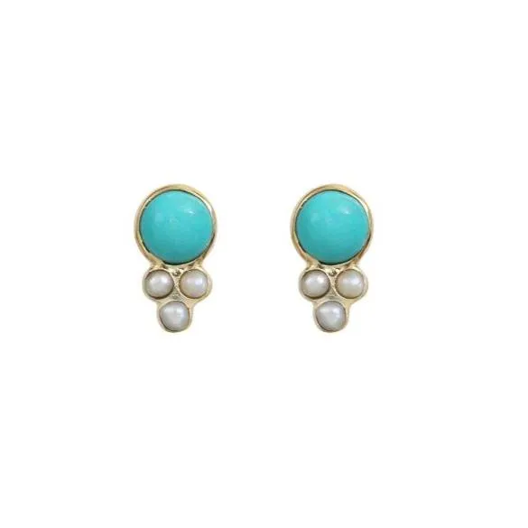 Leticia Ponti Sofia puces d'oreilles turquoise plaqué or