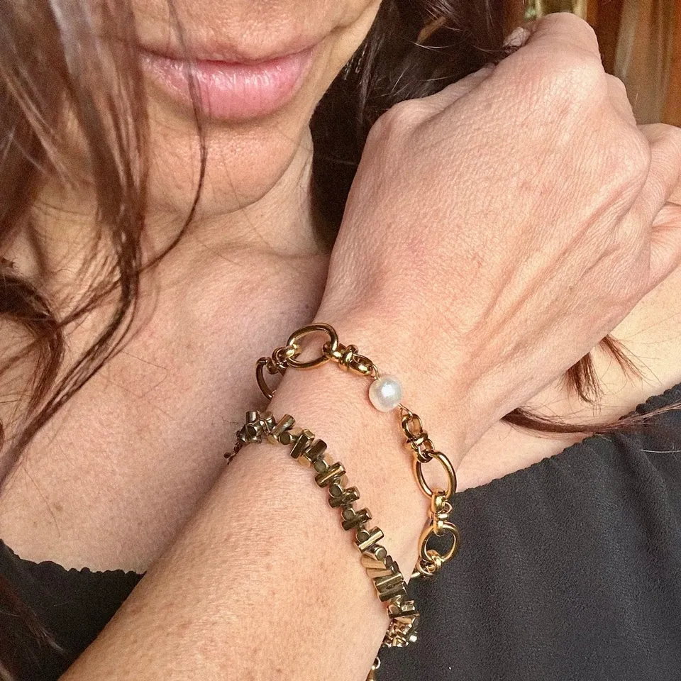 MAD SO CREATION Cassandra bracelet perle eau douce 17 cm acier