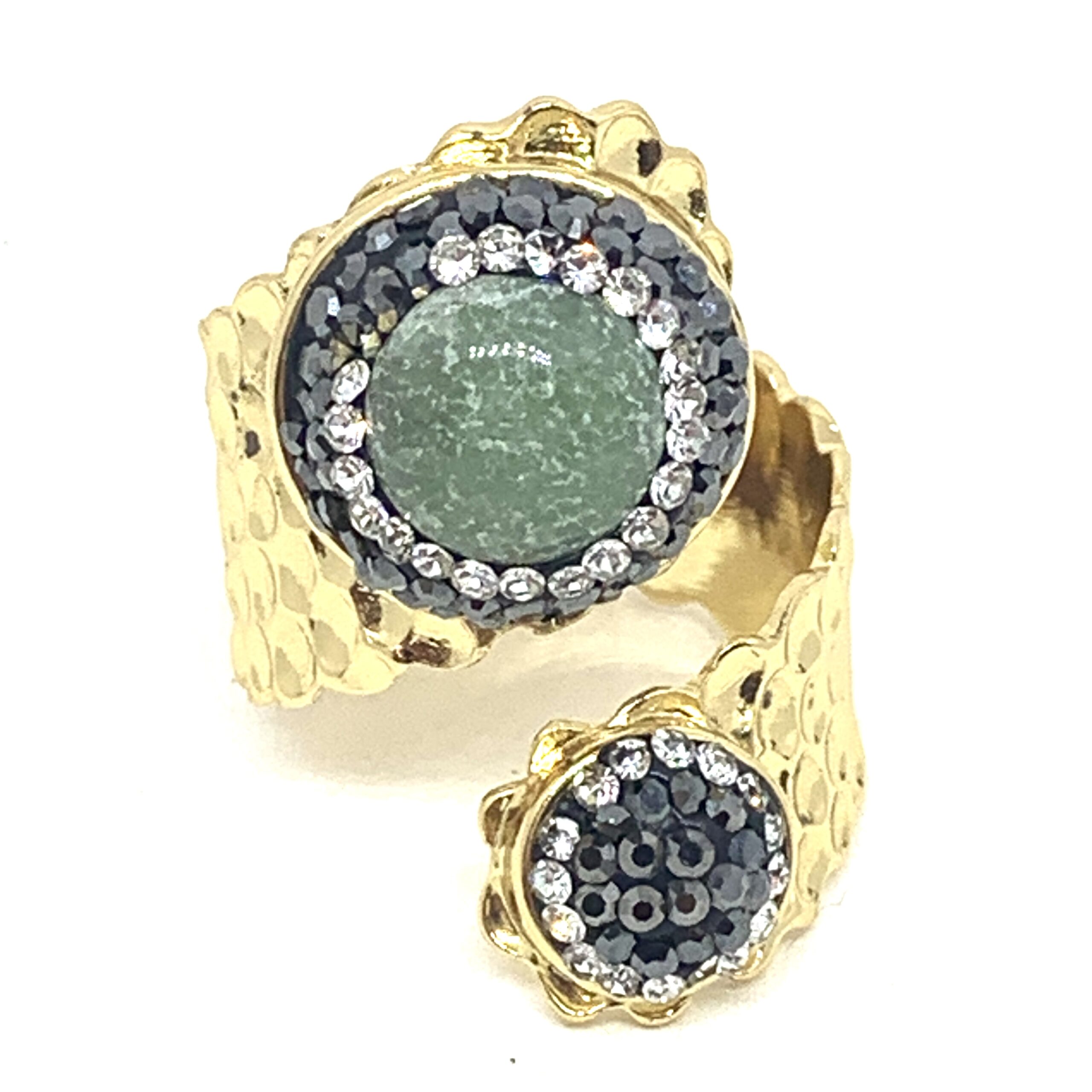 HYPNOCHIC Melina bague ajustable dorée vert d'eau pierre
