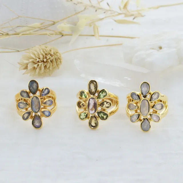 Leticia Ponti Lily bague multi pierres ajustable
