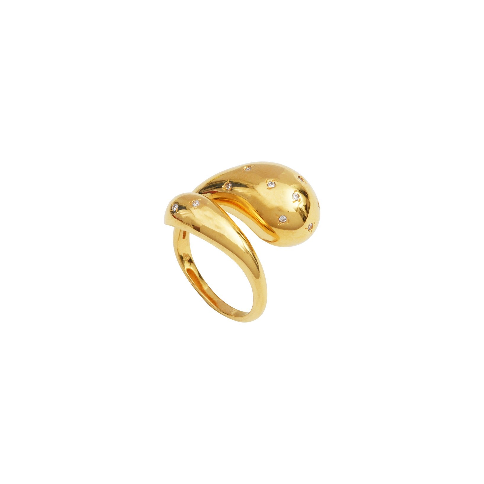 Leticia Ponti Drop bague goutte zircon blanc plaqué or