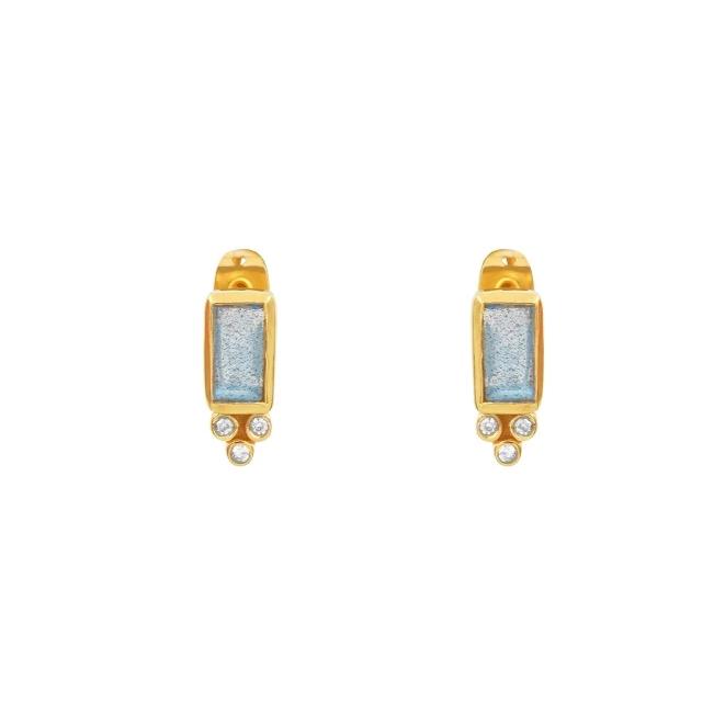 Leticia Ponti Molly boucles d'oreilles malachite pierre rectangle