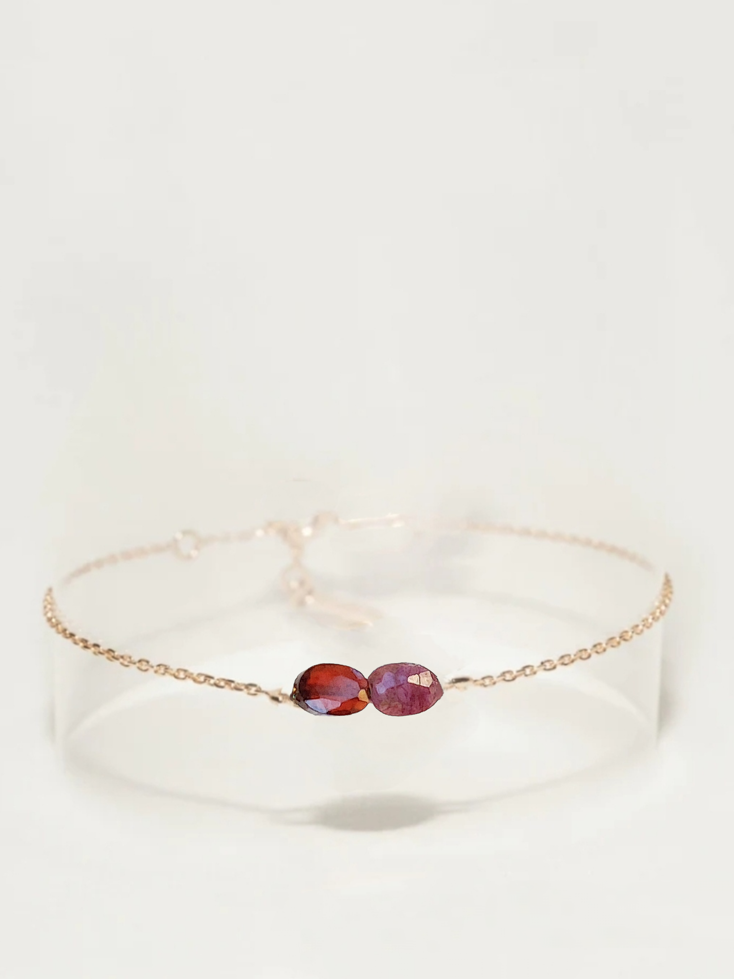 Ô PLUM Double Grenat bracelet plaqué or 16/19 cm