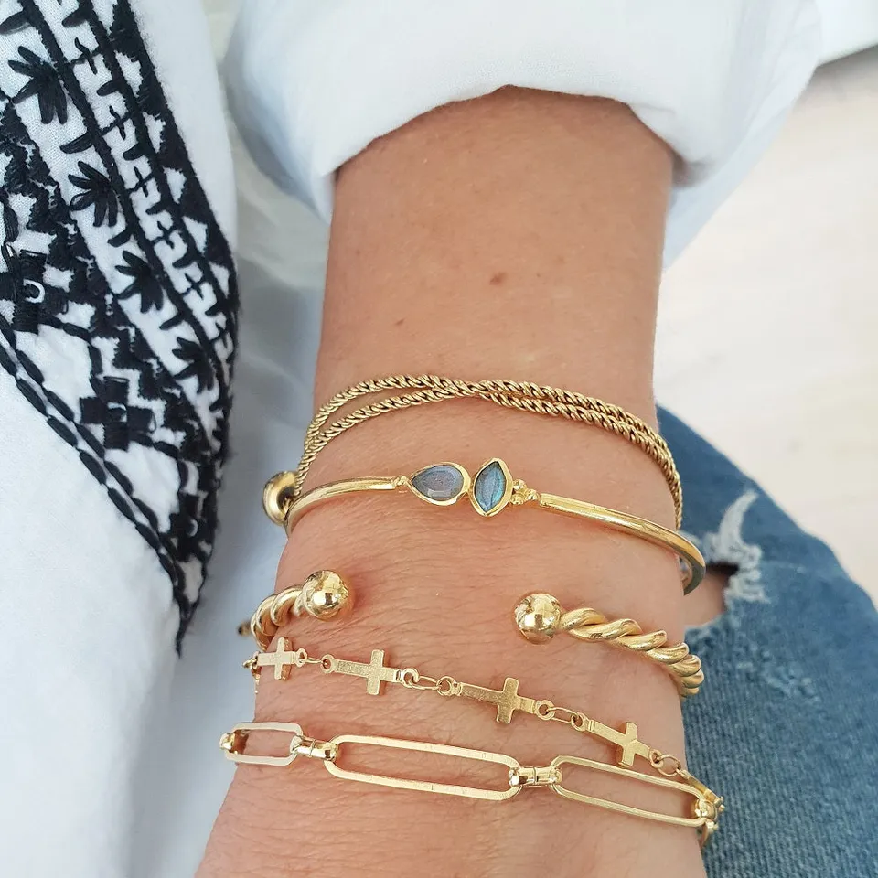 Leticia Ponti Faith bracelet plaqué or réglable 16-18 cm
