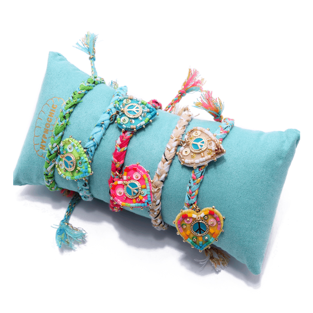 Hypnochic Peace bracelet bandanas tressé cœur ajustable