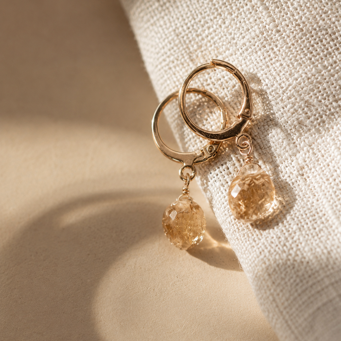 Ô PLUM Amy boucles d’oreilles citrine plaqué or