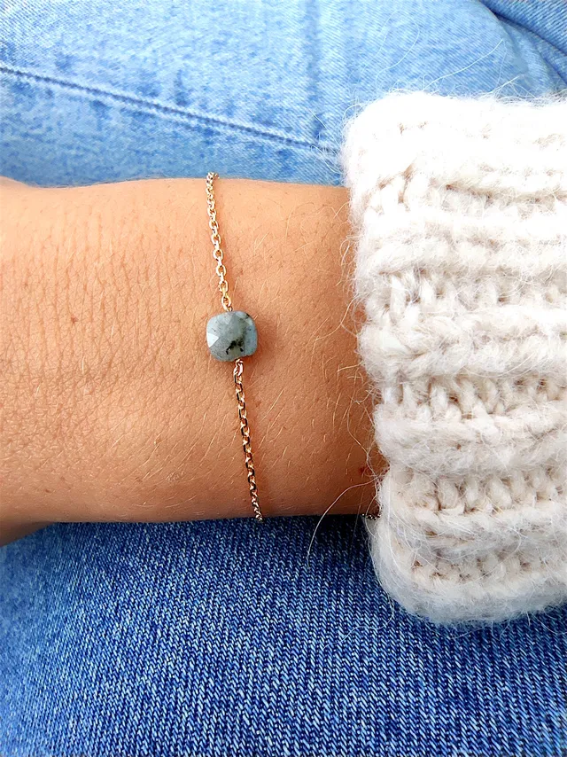 Ô PLUM Charlie Labradorite bracelet plaqué or pierre