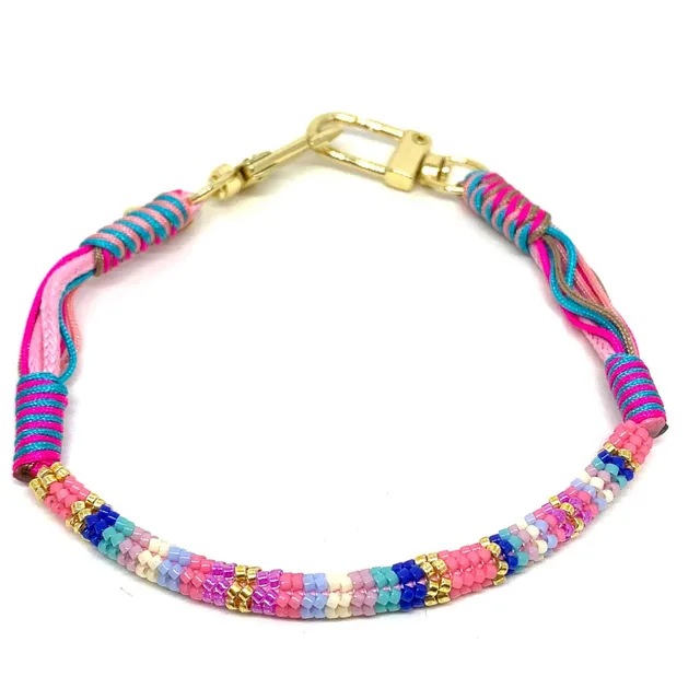 Hypnochic Hebi cordon téléphone tressé rose fluo 27 cm