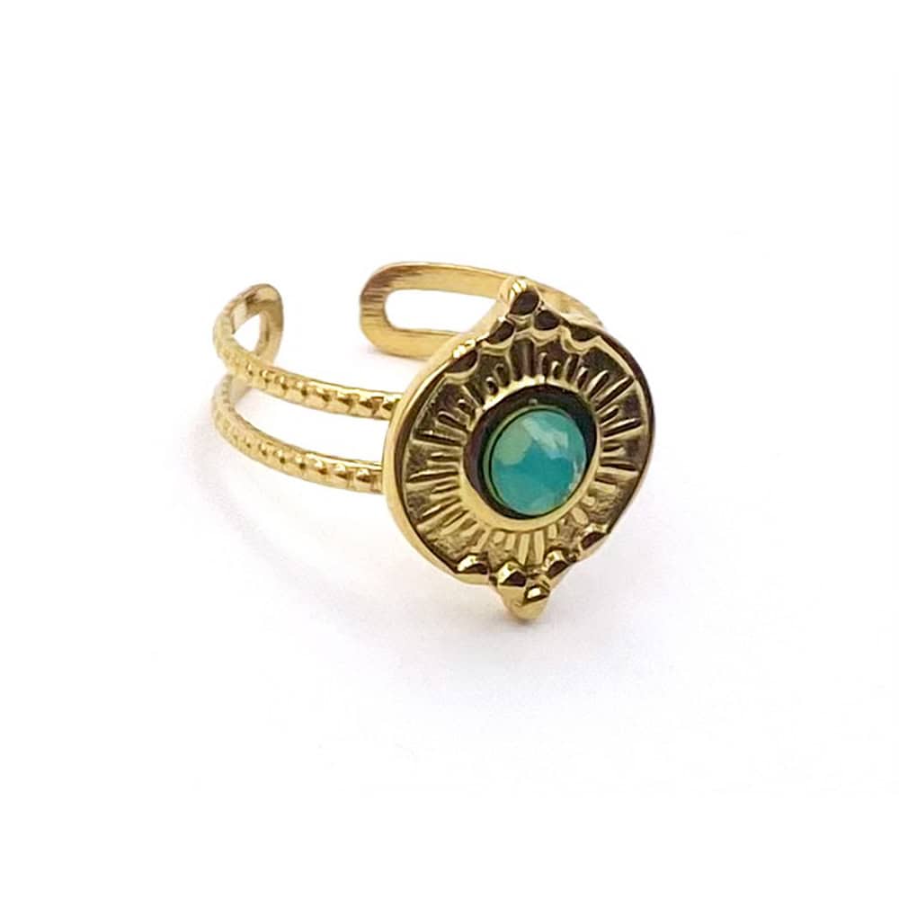 Hypnochic Iris bague acier inoxydable pierre