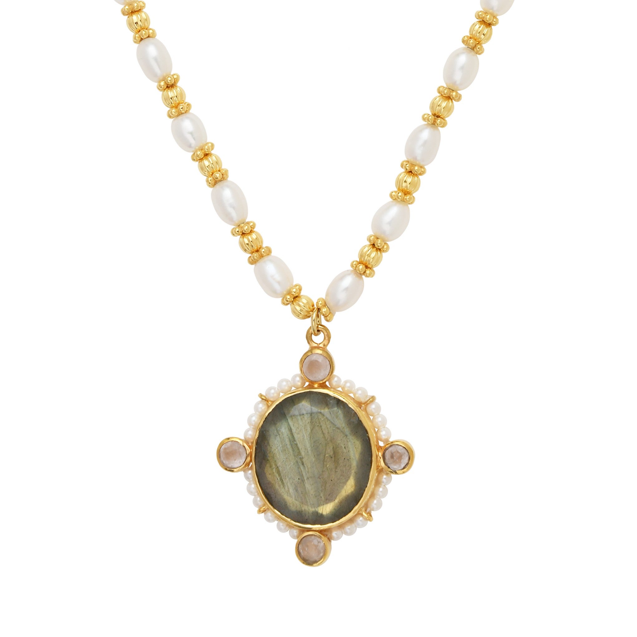 Leticia Ponti Joséphine XL collier labradorite perle 40 cm
