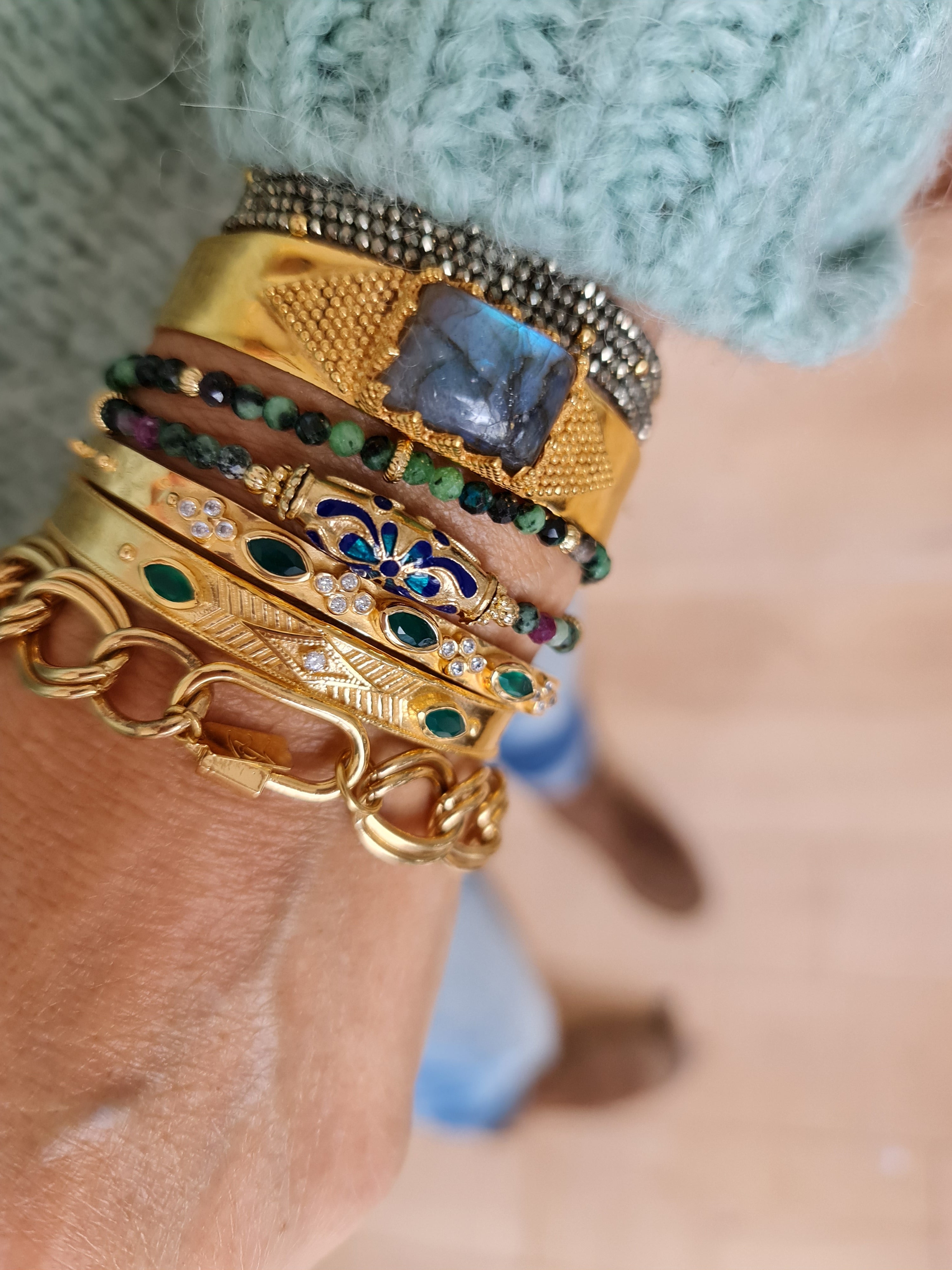 Leticia Ponti Amaia bracelet fleur émaillé double tour