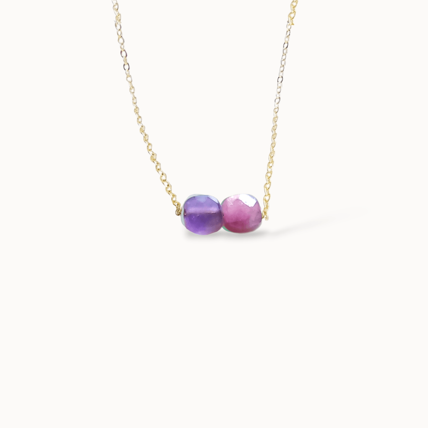 Ô PLUM ALIÉNOR collier pierre de lune plaqué or 39/42 cm