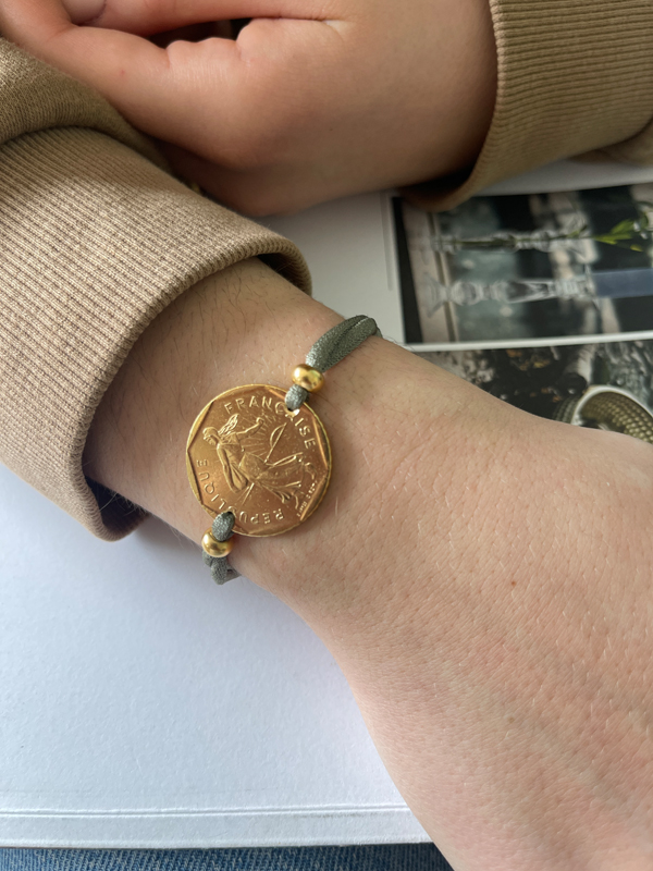 Le P’tit Franc 2 Francs bracelet cordon argent 26,5 mm