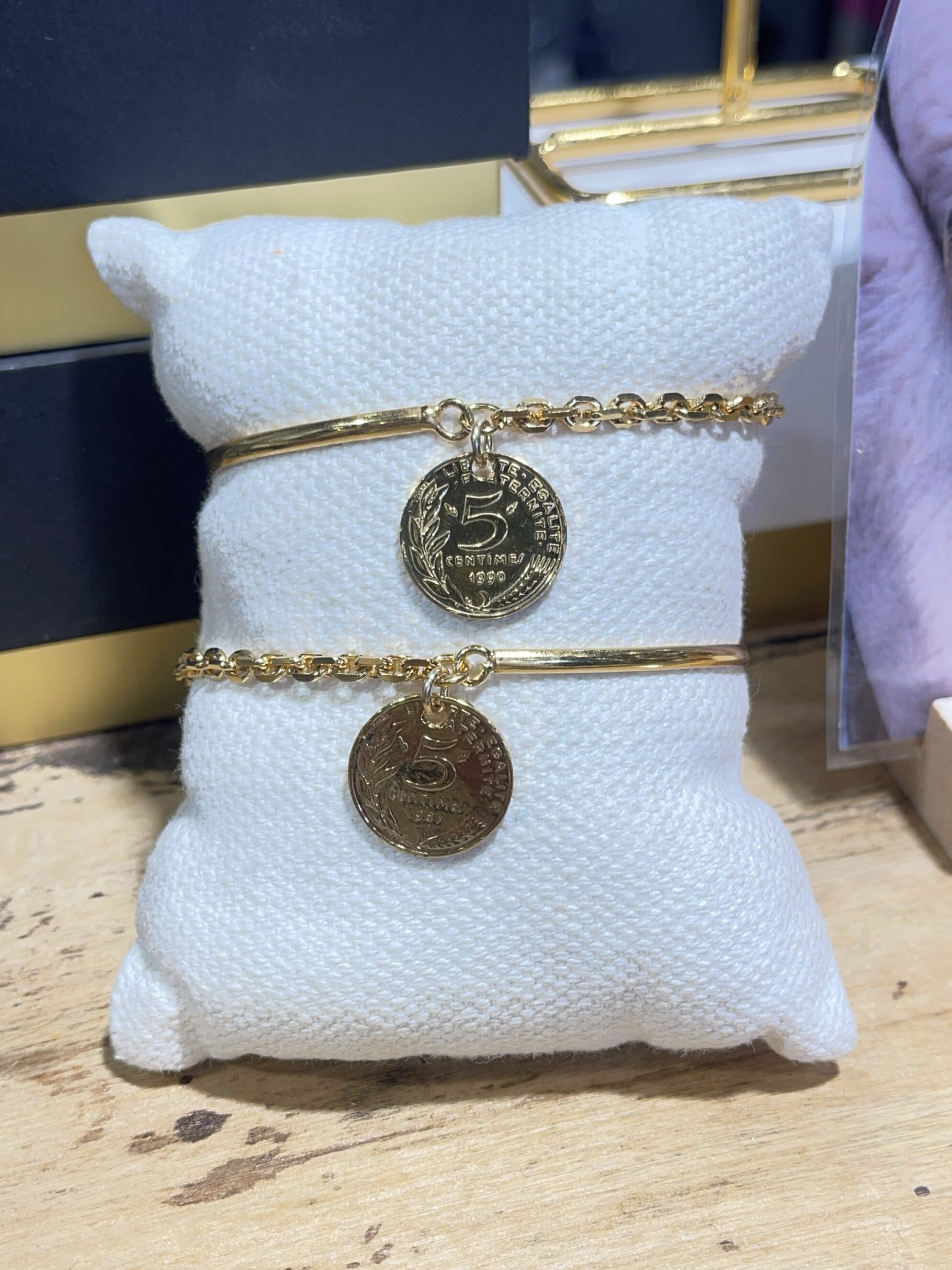 Le P’tit Franc Albane 5 centimes bracelet jonc argent taille M